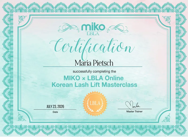 Zertifikat: Koreanisches Wimpernlifting – MIKO × LBLA Masterclass